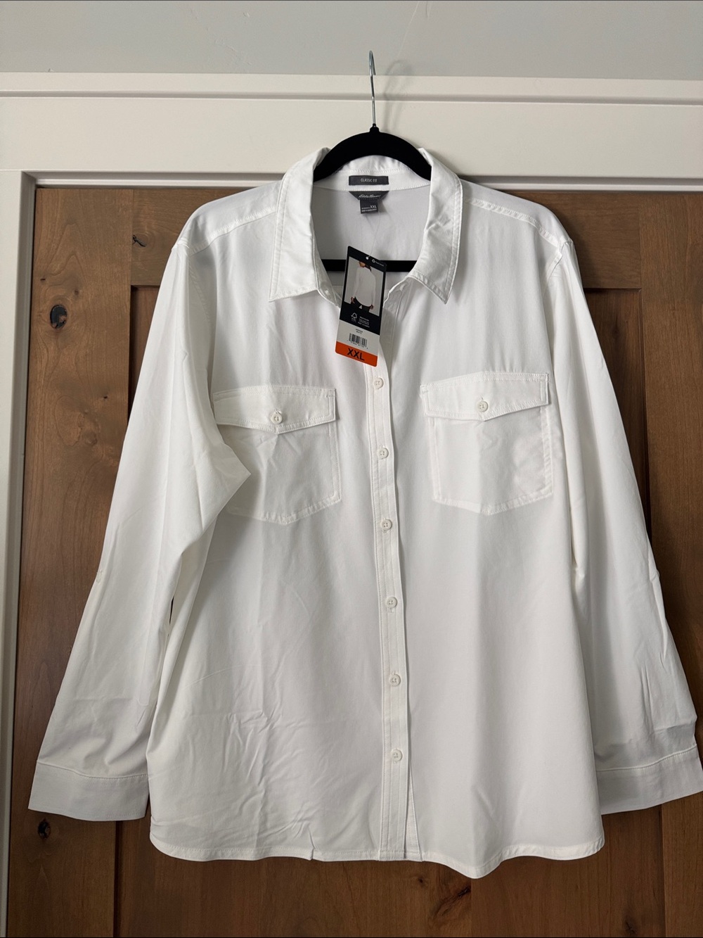 NWT Eddie Bauer Departure Shirt Top Womens XXL White Long sleeve button down UPF